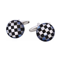 Onyx & Mother of Pearl Check Round Cufflinks thumbnail 1