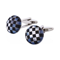Onyx & Mother of Pearl Check Round Cufflinks thumbnail 4