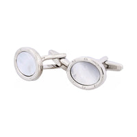 Rhodium & Mother of Pearl Oval Cufflinks thumbnail 4