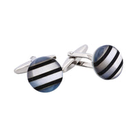 Round Mother of Pearl & Onyx Cufflinks thumbnail 4