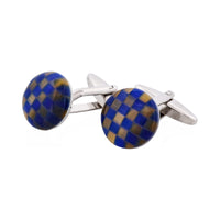 Brown & Blue Chequered Cat's Eye Cufflinks thumbnail 2