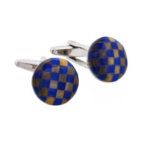 Brown & Blue Chequered Cat's Eye Cufflinks thumbnail 4