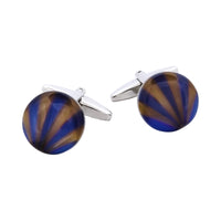Brown & Blue Striped Cat's Eye Cufflinks thumbnail 1