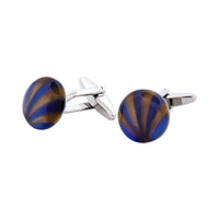 Brown & Blue Striped Cat's Eye Cufflinks thumbnail 2