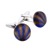 Brown & Blue Striped Cat's Eye Cufflinks thumbnail 3