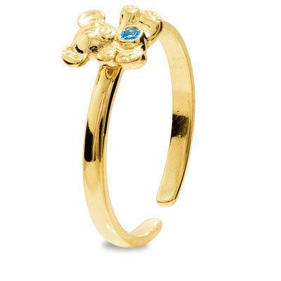 Girls First Gold Ring - Teddy Bear Ring with Gem Stone