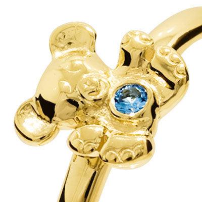 Girls First Gold Ring - Teddy Bear Ring with Gem Stone