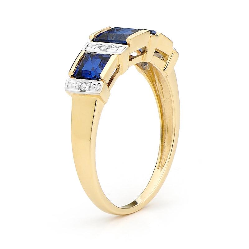 Created Sapphire Ring with Diamonds - Monroe Yorke Diamonds — view 3