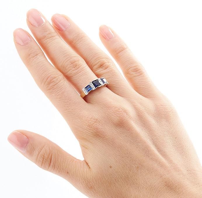 Created Sapphire Ring with Diamonds - Monroe Yorke Diamonds