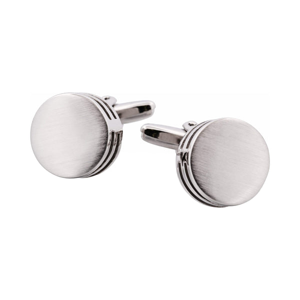 Brushed Rhodium Round Black Stripe