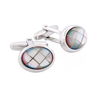 Polished Rhodium Oval Mother of Pearl Cross Cufflinks thumbnail 3