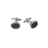 Stainless Steel Onyx Oval Cufflinks thumbnail 2