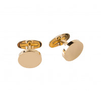 Brushed Yellow Gold Round Stainless Steel Cufflinks thumbnail 1