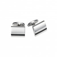 Polished Stainless Steel & Onyx Cufflinks thumbnail 2