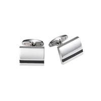 Polished Stainless Steel & Onyx Cufflinks thumbnail 1