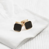 Polished Rose Gold & Black Carbon Fibre Cufflinks
