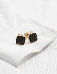 Polished Rose Gold & Black Carbon Fibre Cufflinks thumbnail 2