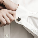 Polished Rose Gold & Black Carbon Fibre Cufflinks