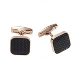 Polished Rose Gold & Black Carbon Fibre Cufflinks