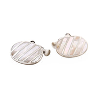 Sterling Silver Mother of Pearl Chain Cufflinks thumbnail 1