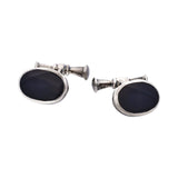 Sterling Silver & Onyx Oval Cufflinks