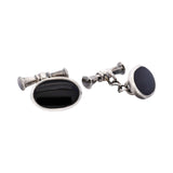 Sterling Silver & Onyx Oval Cufflinks