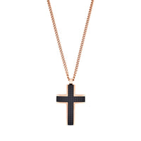 Rose Gold Chequered Cross Necklace thumbnail 1