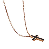 Rose Gold Chequered Cross Necklace thumbnail 2