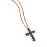 Rose Gold Chequered Cross Necklace thumbnail 3