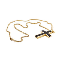 Gold Chequered Cross Necklace thumbnail 3