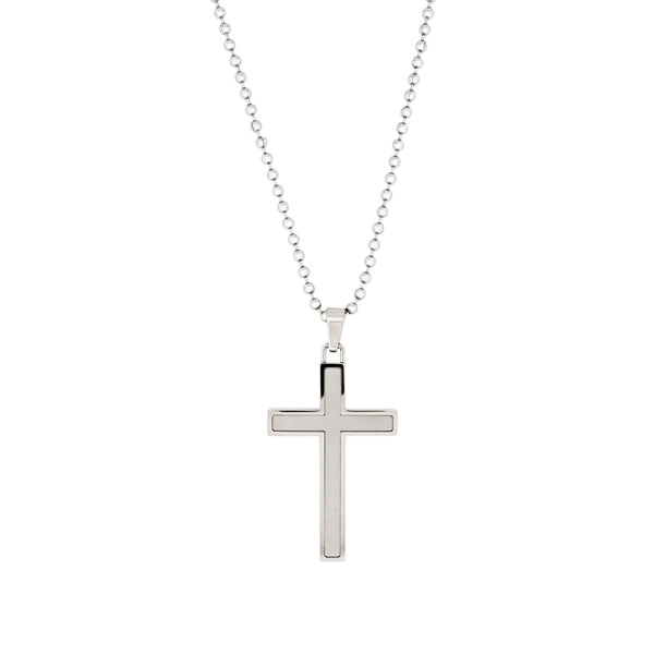 Stainless Cross with Pearl Inlay