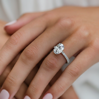 Elodie — Oval Lab Grown Diamond Engagement Ring with Diamond-Accent Band thumbnail 6