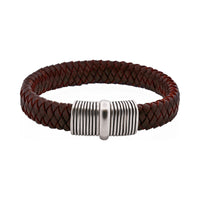 Brown Woven Leather Bracelet with Sterling Silver Clasp thumbnail 1