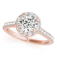 Lana halo diamond engagement ring in 18ct rose gold, top view