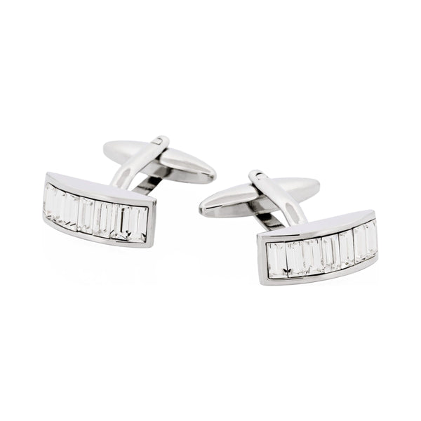 Curved Crystal Bar Cufflinks