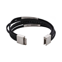 Sierra Black Multi-Strand Leather Bracelet thumbnail 3
