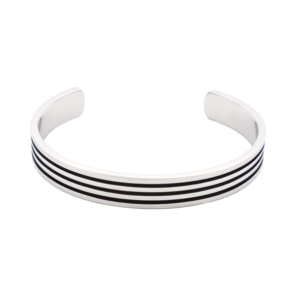 Polished Stainless Black Stripe Cuff