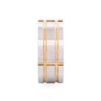 Steel & Yellow Gold Indented Grid Ring thumbnail 1