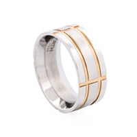 Steel & Yellow Gold Indented Grid Ring thumbnail 4