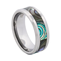 Ocean Crest Polished Rhodium Tungsten Ring thumbnail 3