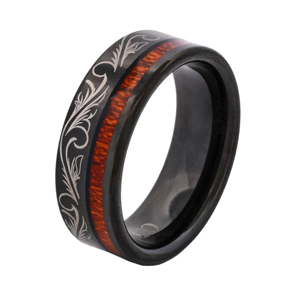 Heritage Scroll Black Ion-Plated Tungsten Ring