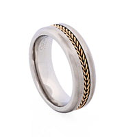 Steel & Yellow Gold Mesh Band Ring thumbnail 4