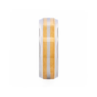 Steel & Double Gold Band Ring thumbnail 1