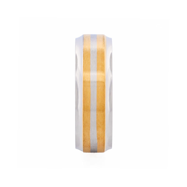 Steel Gold Band Ring