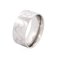 Polished Steel Frosted Swirl Ring thumbnail 3