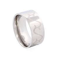 Polished Steel Frosted Swirl Ring thumbnail 4