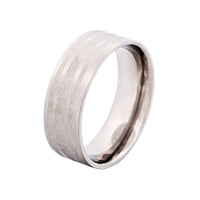 Brushed Steel Frosted Stripe Pattern Ring thumbnail 3
