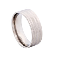 Brushed Steel Frosted Stripe Pattern Ring thumbnail 4