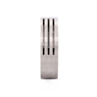 Brushed Steel Three Cutout Lines Ring thumbnail 1