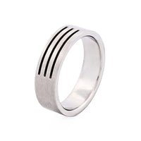 Brushed Steel Three Cutout Lines Ring thumbnail 3